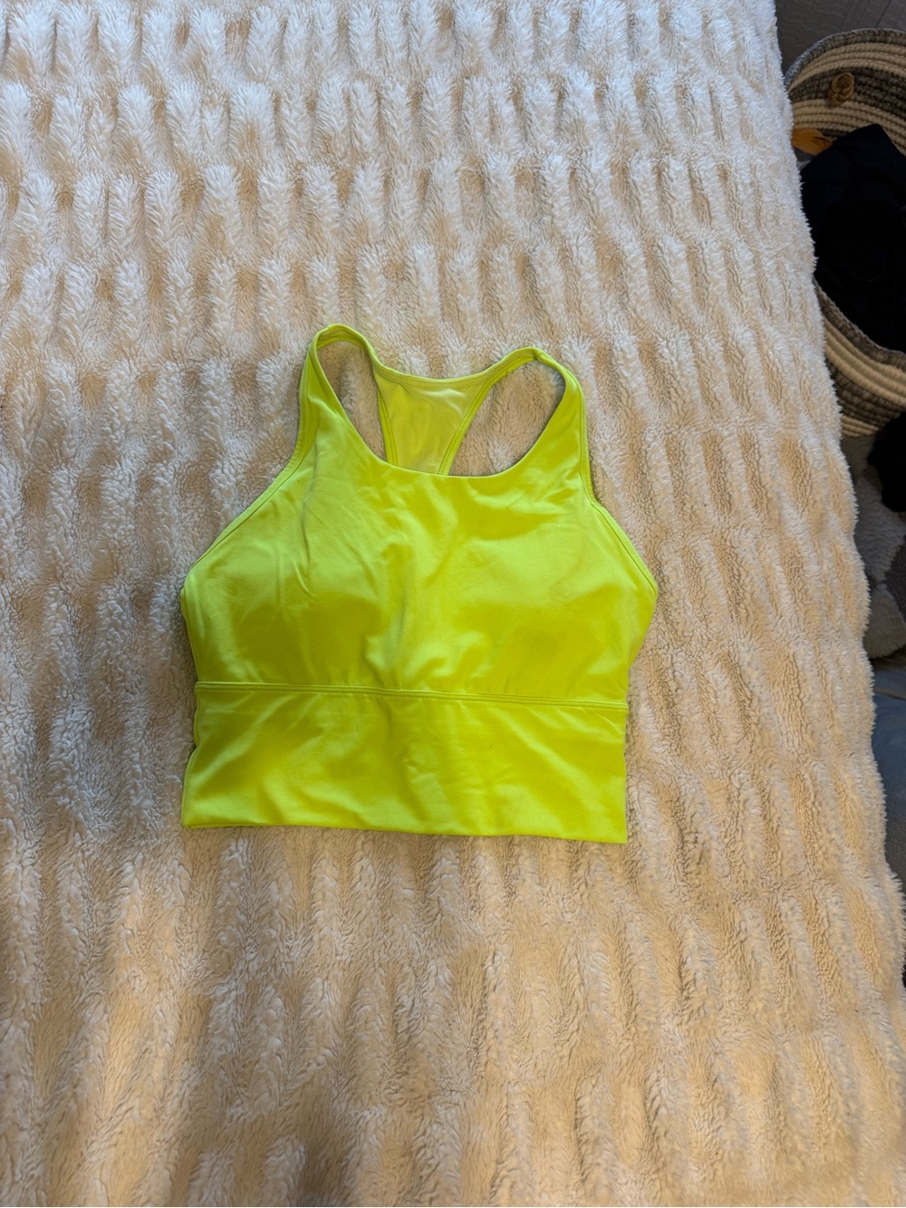 Neon Yellow High Neck Sports Bra - Women's Active Crop